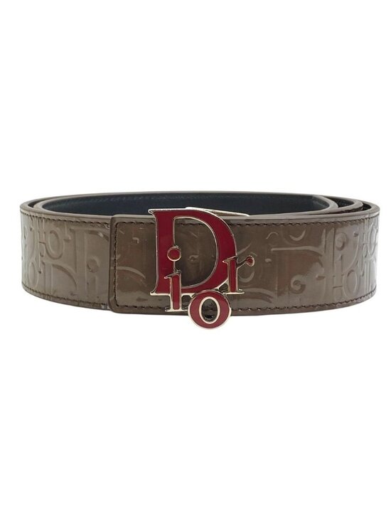 Dior Oblique Embossed Reversible Belt Enamel Patent Leather Brown Everyday main image 4